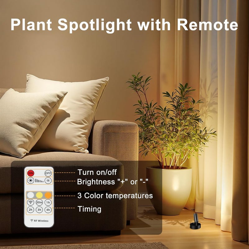 Kimjo Spot Lights Indoor, 4000mAh Rechargeable Battery LED Spotlight Indoor with Remote, Wireless Picture Lights with Timer Dimmable, Uplighting for Plant, Wall Art Display (4 Pack) - Image 4